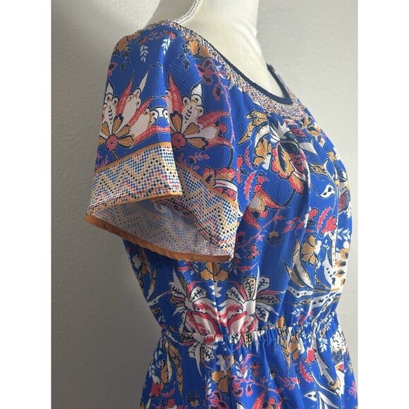 Kiki Larue Vibrant Short Sleeve Hi Lo Ruffle Dress Size Medium - Picture 5 of 11